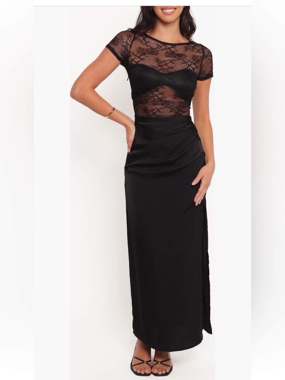 Petal & Pup Mckayla Short Sleeve A- Line Dress sheer midi maxi lace size 6 NWT